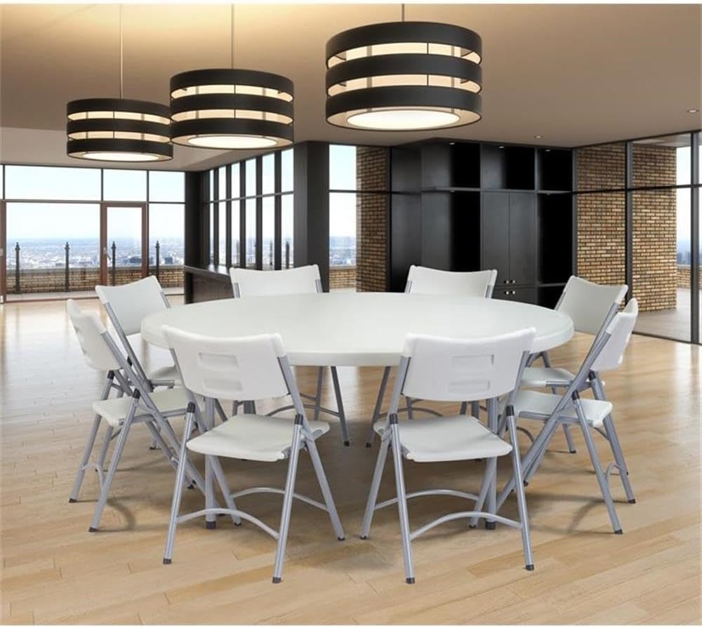 National Public Seating BT-R Series Steel Frame Round Blow Molded Plastic Top Folding Table, 700 lbs Capacity, 71" Diameter x 32" Height