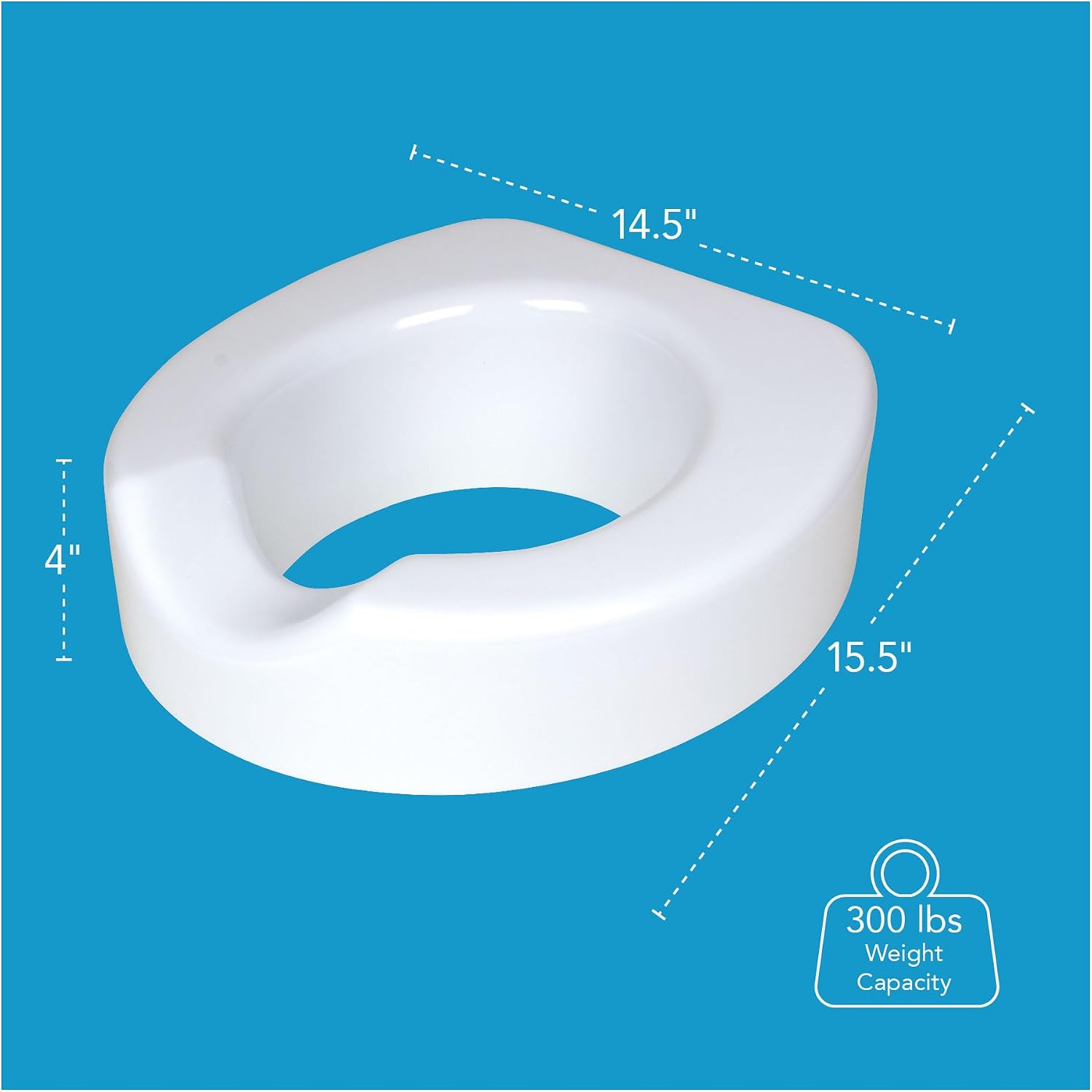 Carex Toilet Seat Riser with Quick-Lock, Raised Plastic Toilet Seat Adds 4” of Height - Fits Most Standard Round & Elongated Toilets