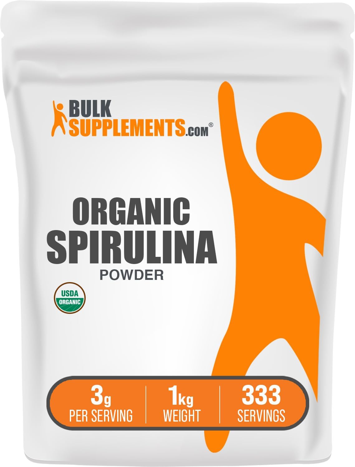 BulkSupplements.com Organic Spirulina Powder - Superfood, Green Spirulina Powder, Herbal Supplement - Vegan-Friendly, 3g per Serving, 500g (1.1 lbs) (Pack of 1)
