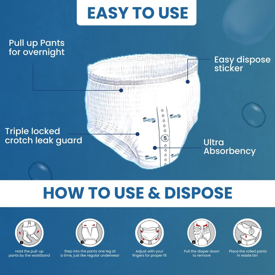 Comfy Life Premium Adult Diaper Incontinence Pull Up Pants – High Absorbency Adult Diapers for Women & Men - Adult Pull Up Nappy Pants for Comfort & Protection - Large Pack of 12 Pants