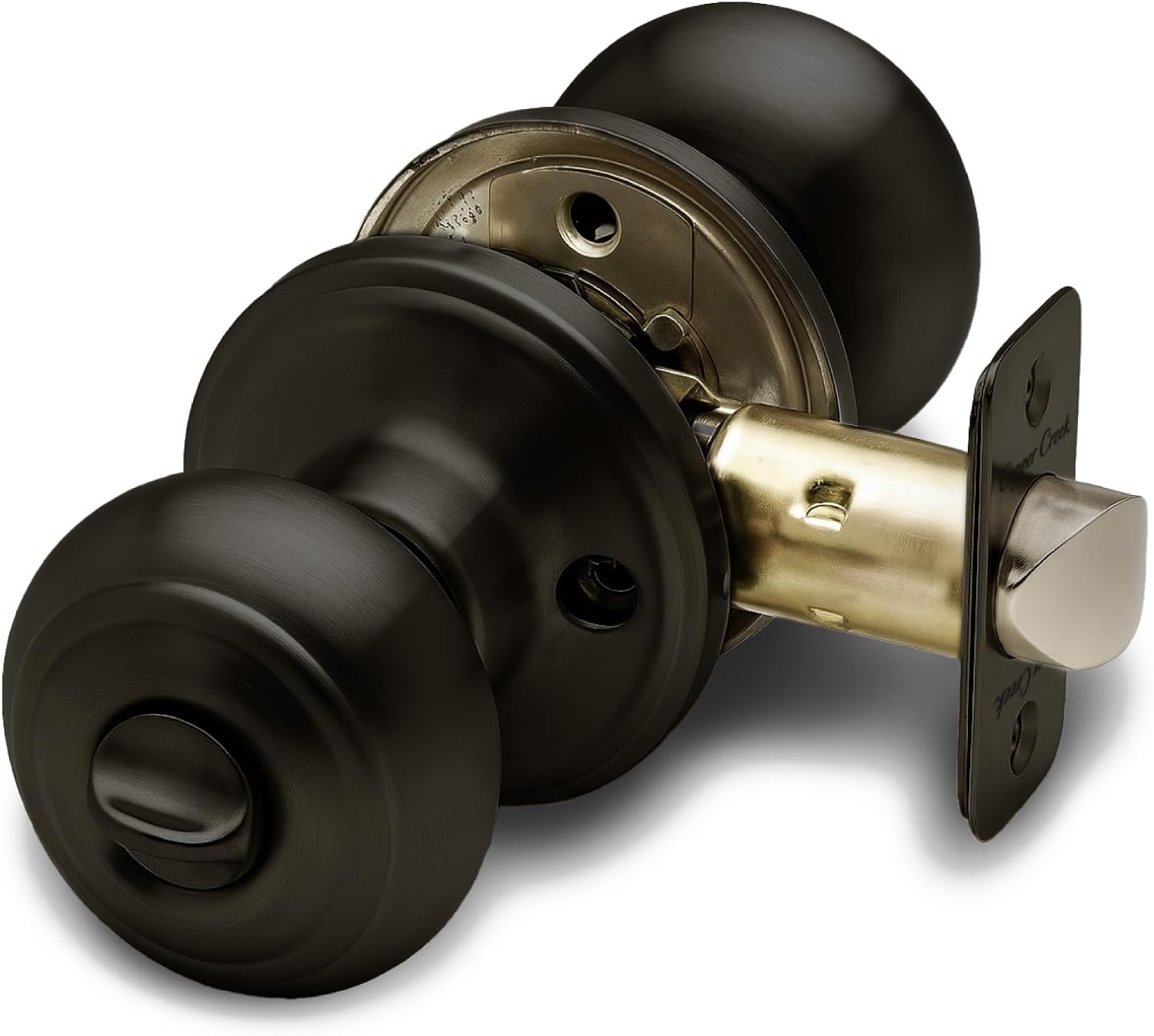 Copper Creek Colonial Privacy Interior Door Knob – ANSI Grade-3 Certified, Modern Heavy Duty Handle, Easy Install and Reversible for Bedroom, Bathroom and Closets – Satin Stainless (1 Pack)