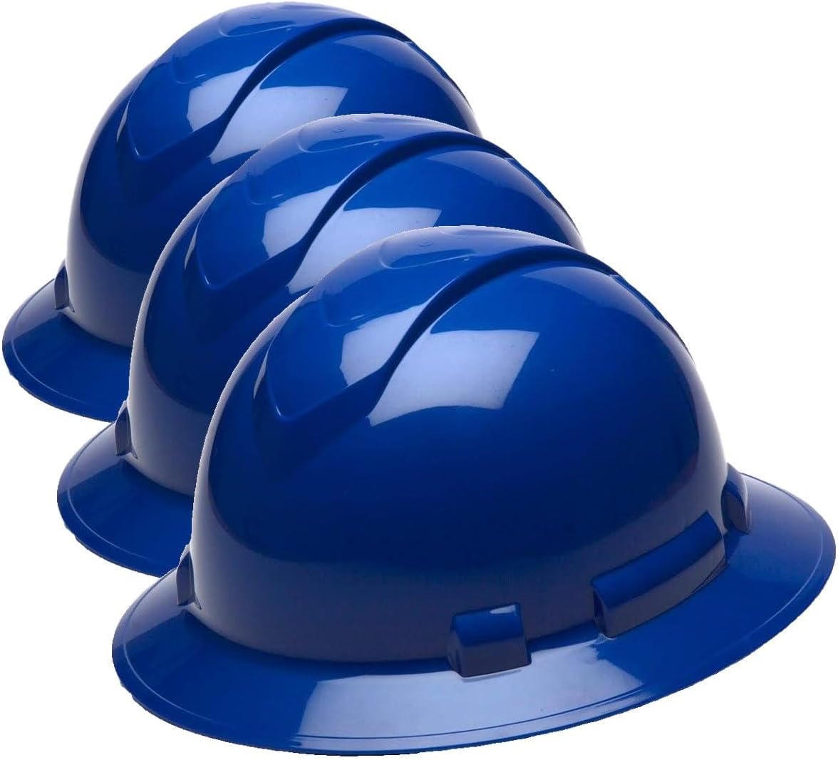 Pyramex Ridgeline Full Brim Hard Hat 4 Point Ratchet White | Full-brim sun & rain protection, HDPE shell, Ratchet suspension, Construction & utility, ANSI Z89.1 Type I Class C/G/E