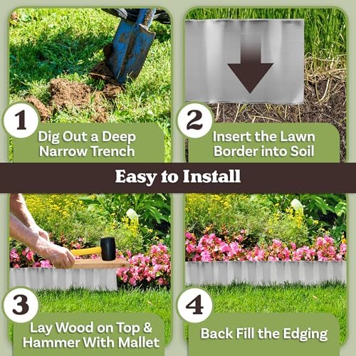 Metal Edging for Landscaping - 6.25in x 16.5ft Flexible Corrugated Galvanized Steel Landscape Edging - Garden Edge Border for DIY Flower Beds Tree