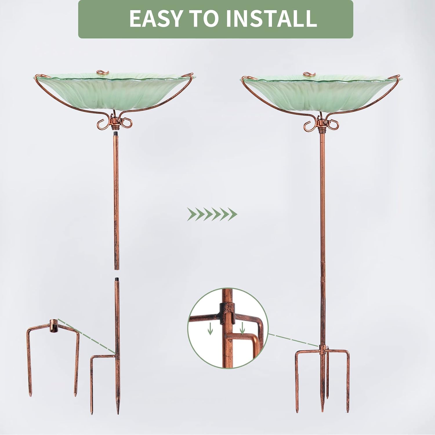 MUMTOP Glass Bird Bath for Outside, Blue Bird Feeder Birdbaths for Oudoors