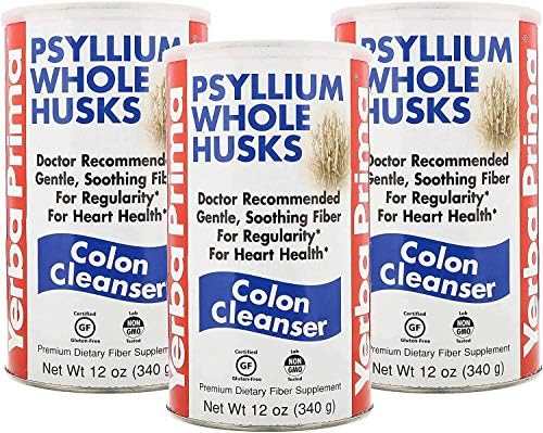 Yerba Prima Psyllium Whole Husks, Colon Cleanser 12 oz (Pack of 2) - All Natural Dietary Fiber, Pure Premium Psyllium, Lab-Tested Non-GMO, Gluten-Free Fiber