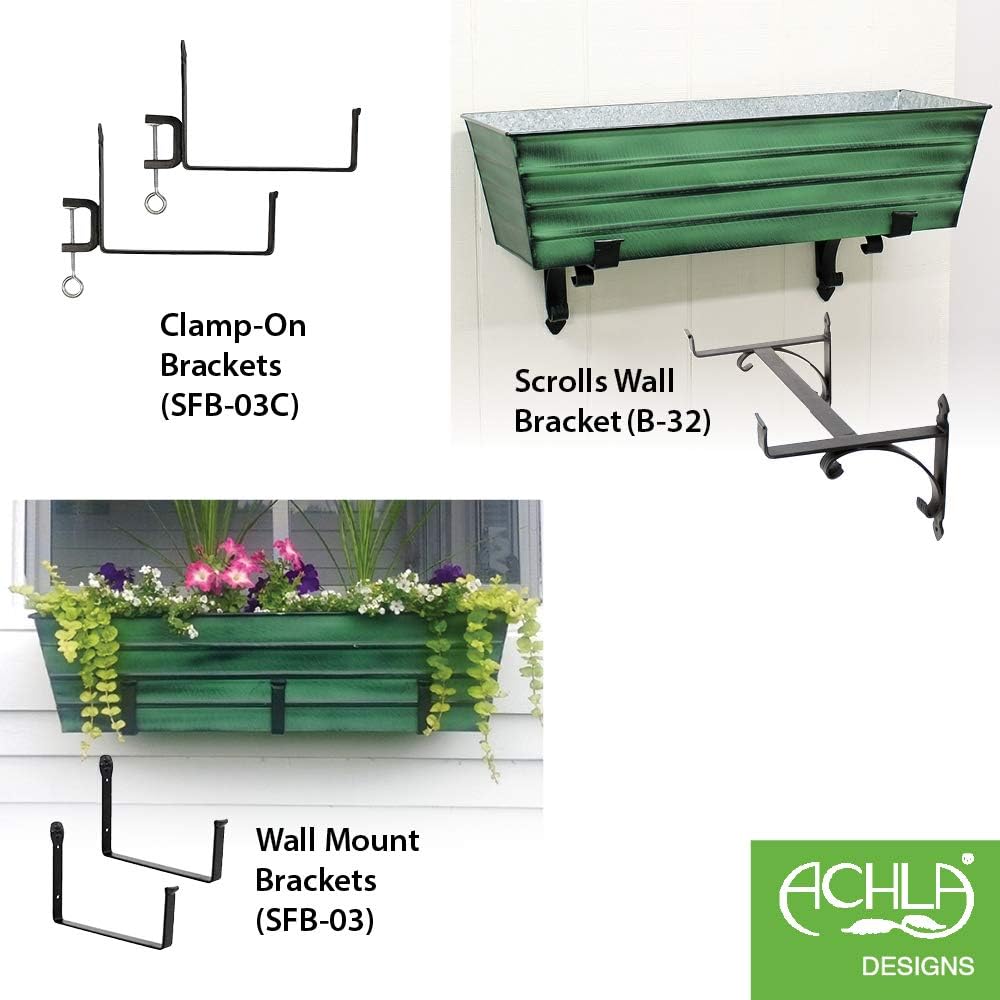 Achla Designs Galvanized Window Flower Box Planter-Green-Medium (24" L x 9.5" W x 7.5" H)