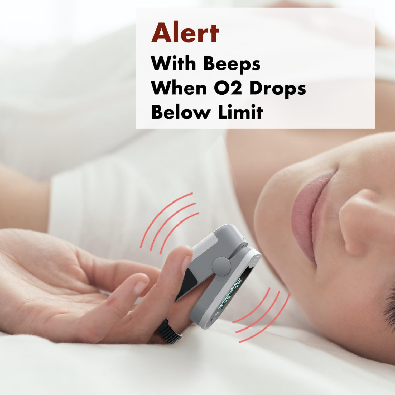 EMAY Sleep Oxygen Monitor with Built-in Recording Capability | Track Continuous Blood Oxygen Levels & Pulse Rate Overnight | Provides Sleep Report &