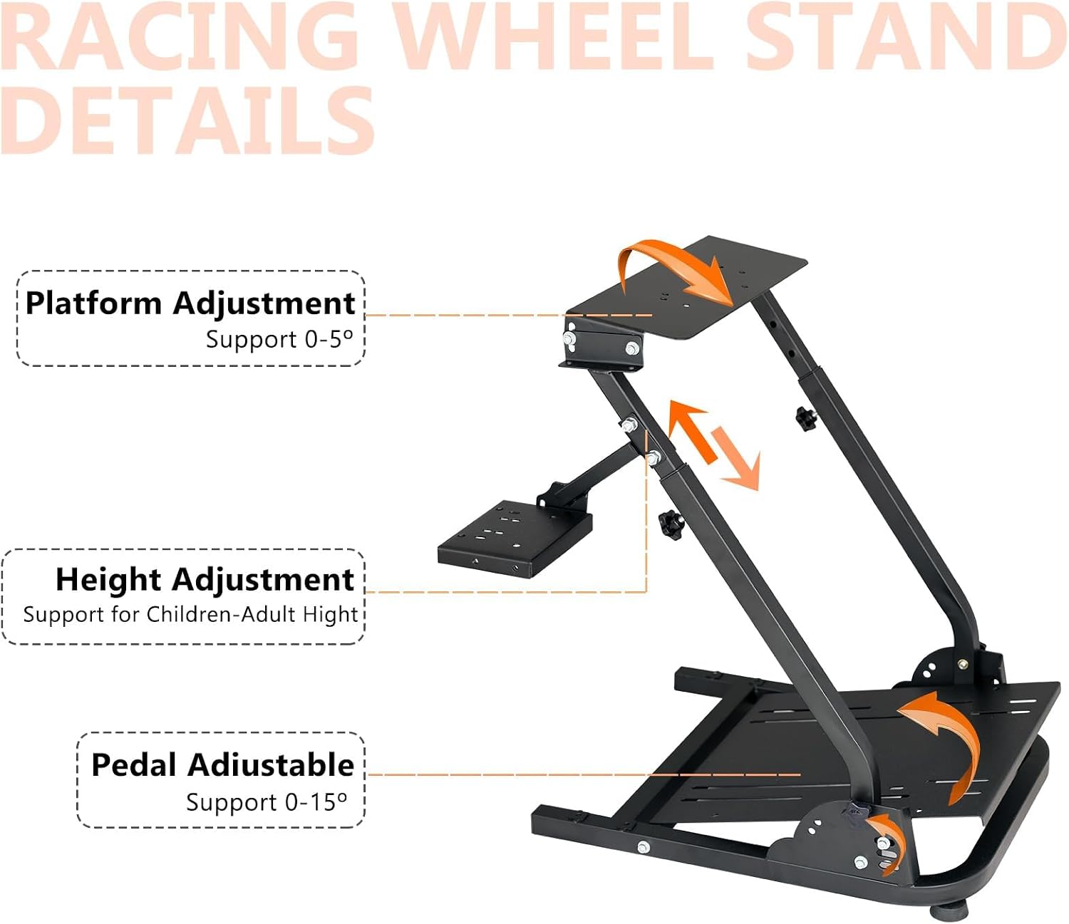 Racing Wheel Stand, Height Adjustable & Foldable Steering Wheal Stand Compatible with Logitech G25,G27,G29,G920 Gaming Cockpit