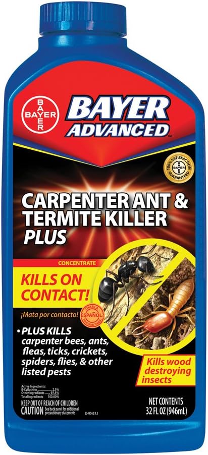 BioAdvanced Carpenter Ant & Termite Killer Plus Spray - 1 Gal Bottle | Ready-to-Use - Kills Carpenter Bees - Indoor & Outdoor Insect Control - Sprayer Included
