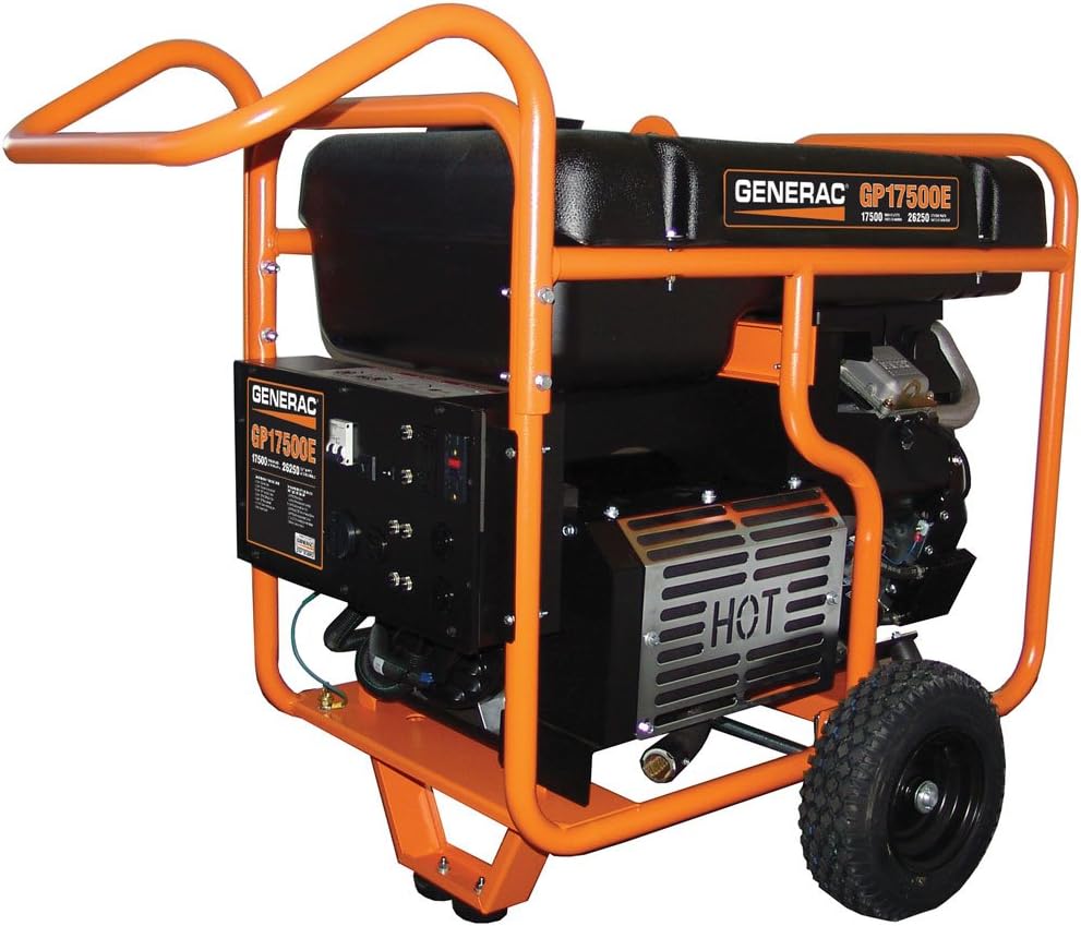 Generac 5735 GP17500E 17500-Watt Gas-Powered Portable Generator - Electric Start for Convenience - Durable Design and Reliable Power for Emergencies