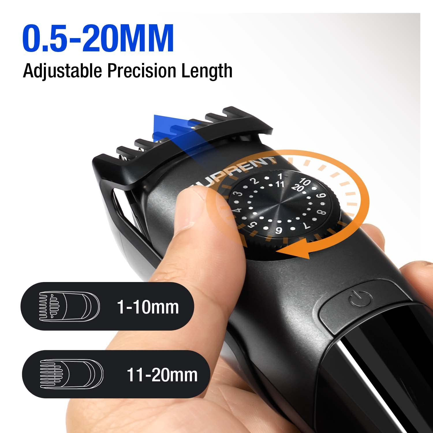 SUPRENT Beard Trimmer for Men Waterproof- IPX7 Professional Mustache Trimmer- 39 Built-in Adjustable Precise Lengths- Cordless USB C Rechargeable &