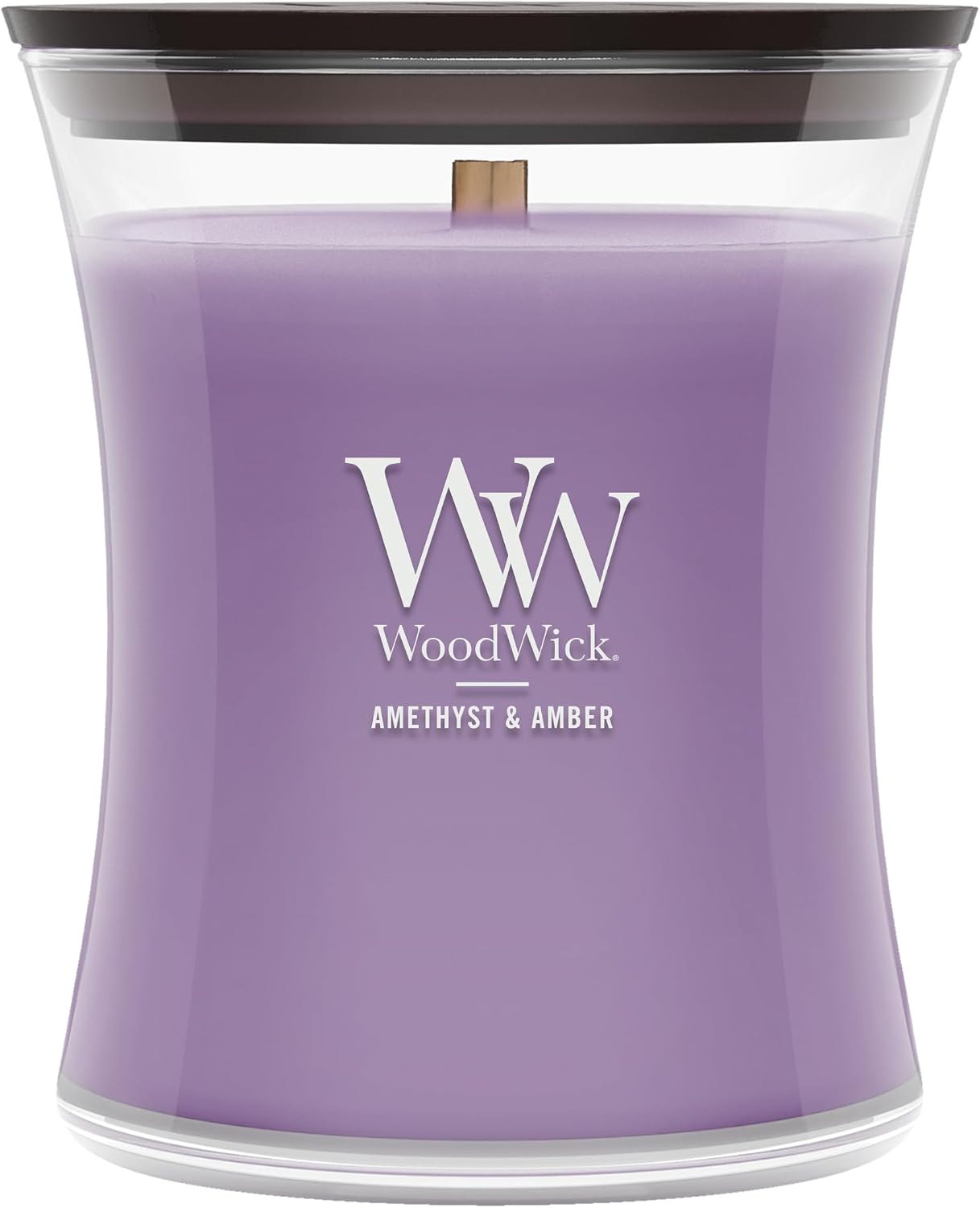 WoodWick Lavender Spa Gifts for Women and Men, 9.7 oz Medium Hourglass Candle with Crackling Wick