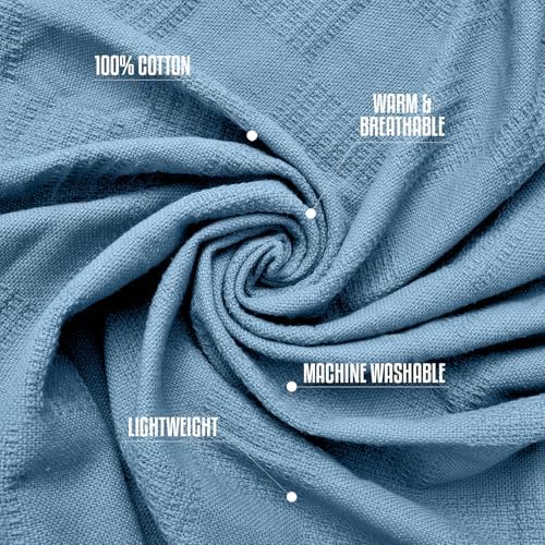 Oakias 100% Cotton Blanket Queen Size, White 90 x 90 Inches – 350 GSM Soft