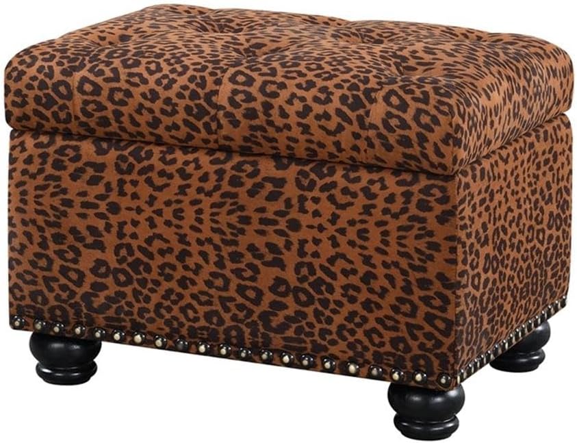 Convenience Concepts Designs4Comfort 5th Avenue Storage Ottoman 24" - Contemporary Foot Stool and Seat with Hinged Lid for Living Room, Dining Room, Office, Den, Espresso Faux Leather
