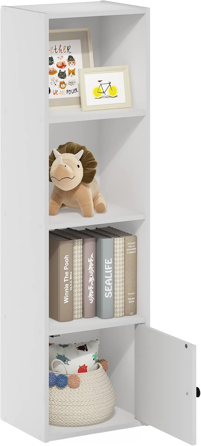 Furinno LUDER Book Shelf, 5-Cube Bookshelf, Reversible Bookcase, 9.4 x 19.5 x 31.5, Easy Assembly, for Living Room, Bedroom, Home Office, White