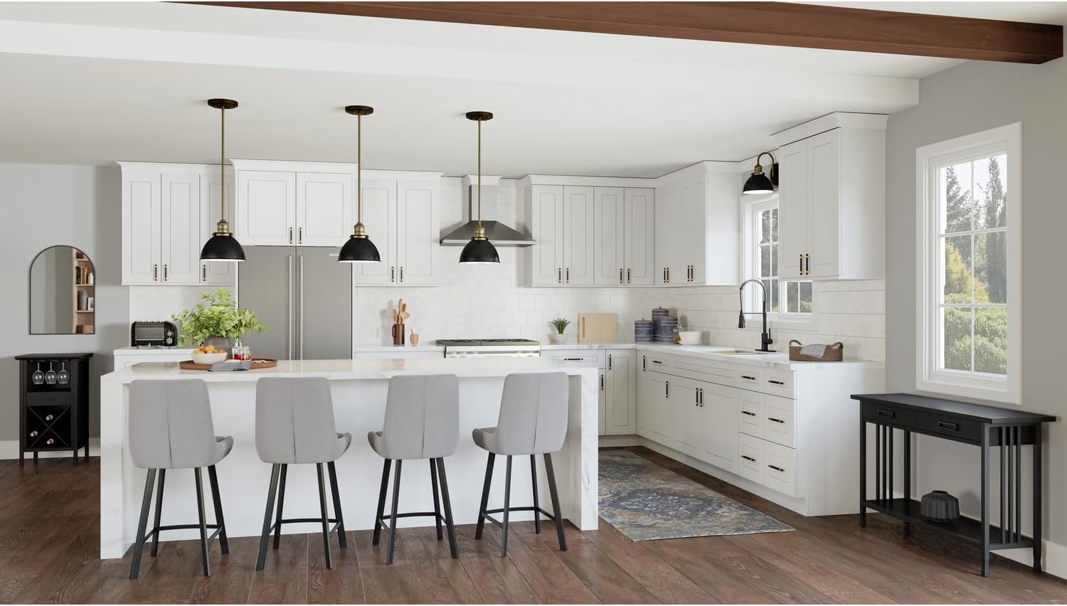 Design House Brookings Kitchen Bridge Wall Cabinet, 30", White | Wall Mount, Contemporary/Modern, Wood, Kitchen, 561639