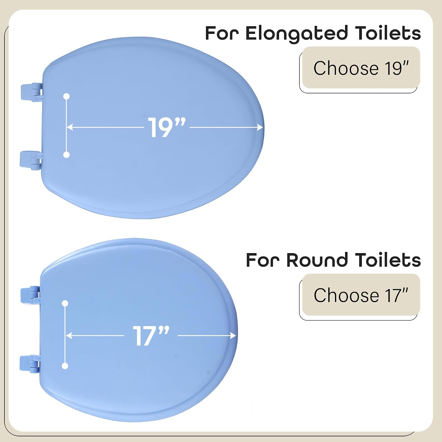 Soft Elongated Vinyl Toilet Seat, Black - 19 Inch Soft Vinyl Cover with Comfort Foam Cushioning - Fits All Elongated Size Fixtures - Easy to Install Fantasia by Achim Home Decor