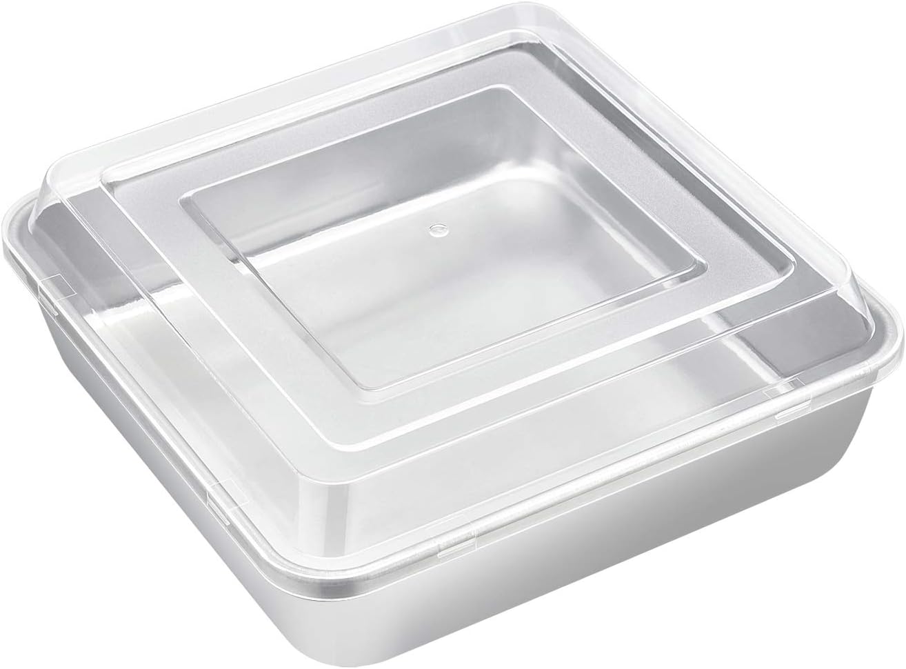 E-far 8 x 8-Inch Baking Pan with lid, Square Cake Brownie Baking Pans Stainless Steel Bakeware Set of 2, Non-toxic & Healthy