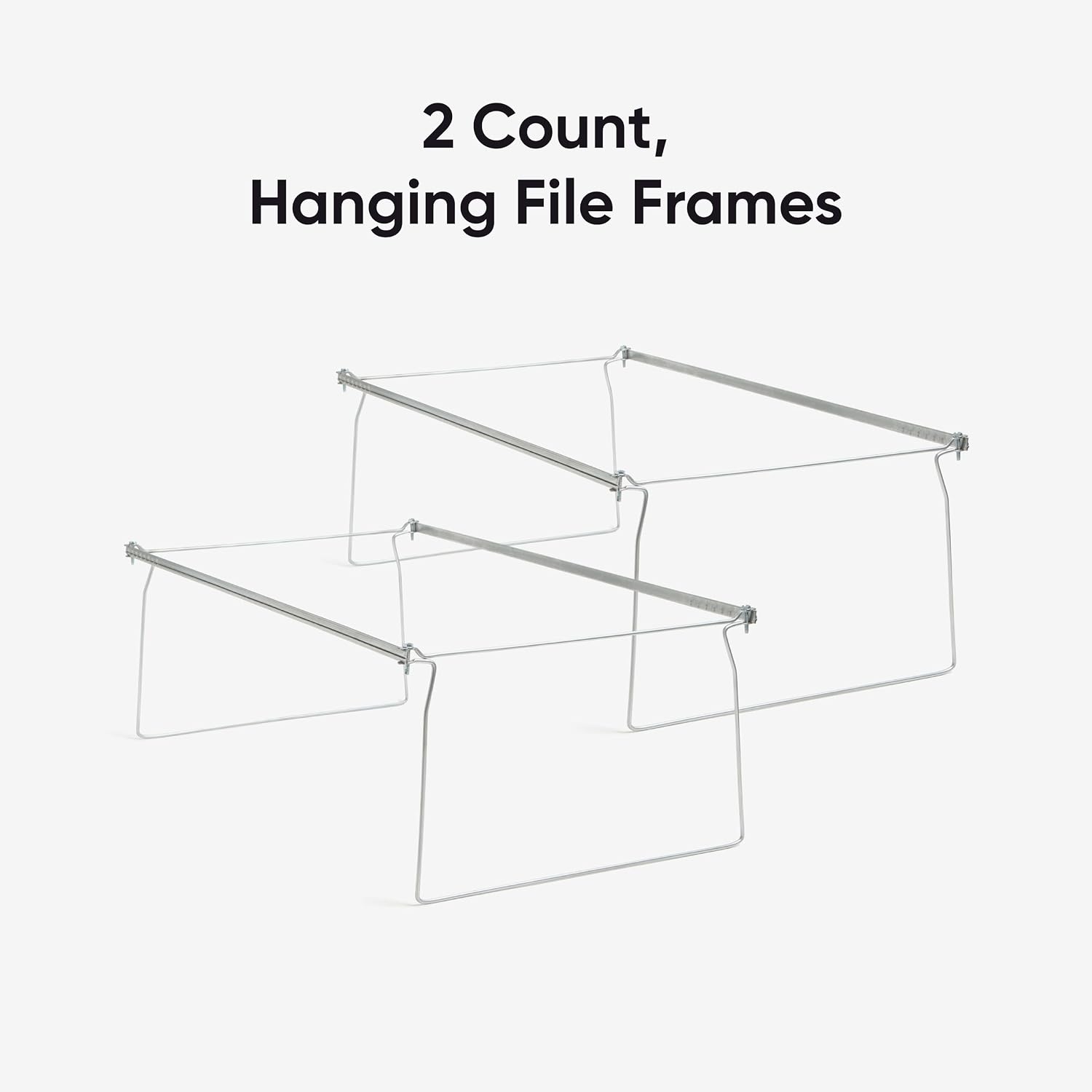 Smead Steel Hanging File Folder Frames, 2 Count, Gray, Adjustable Depth 23" to 27", Legal Size (64873)