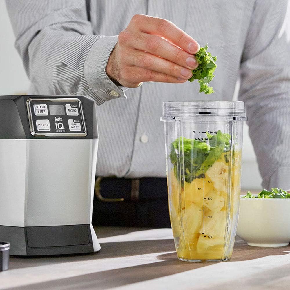 Blender Cups Fit for Ninja, Replacement Parts 16OZ Cups with Lids
