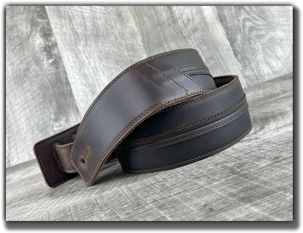 The Original Straight Up Full Grain Padded Leather Guitar Strap - For Electric, Acoustic and Bass Guitars
