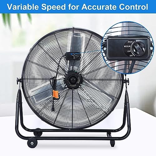 Simple Deluxe 20 Inch 3-Speed High Velocity Heavy Duty Metal Industrial Floor Fans Quiet for Home, Commercial, Residential, and Greenhouse Use