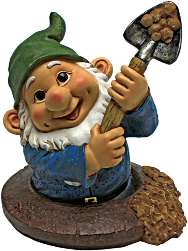 Design Toscano Garden Gnome Statue - Digger The Gnome - Outdoor Garden Gnomes - Funny Lawn Gnome Statues