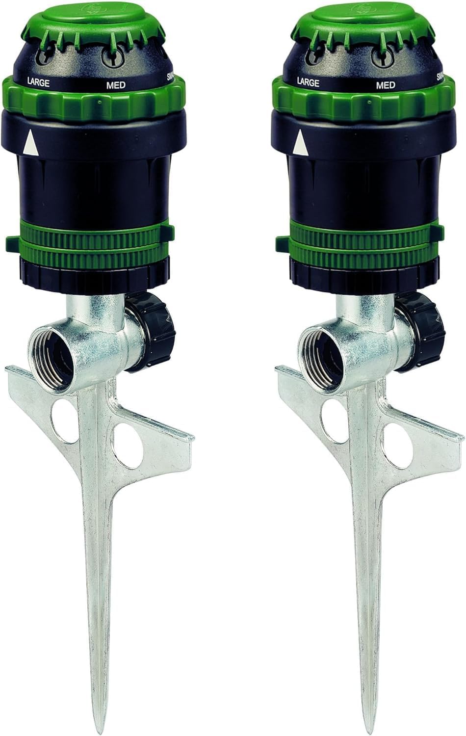 Orbit H2O-Six Gear-Drive Sprinkler on Metal T-Spike - Customizable Lawn Watering Coverage - Multi-Pattern Rotating Head with Adjustable Spray Range - Durable Outdoor Yard Irrigation Sprinkler - 58573