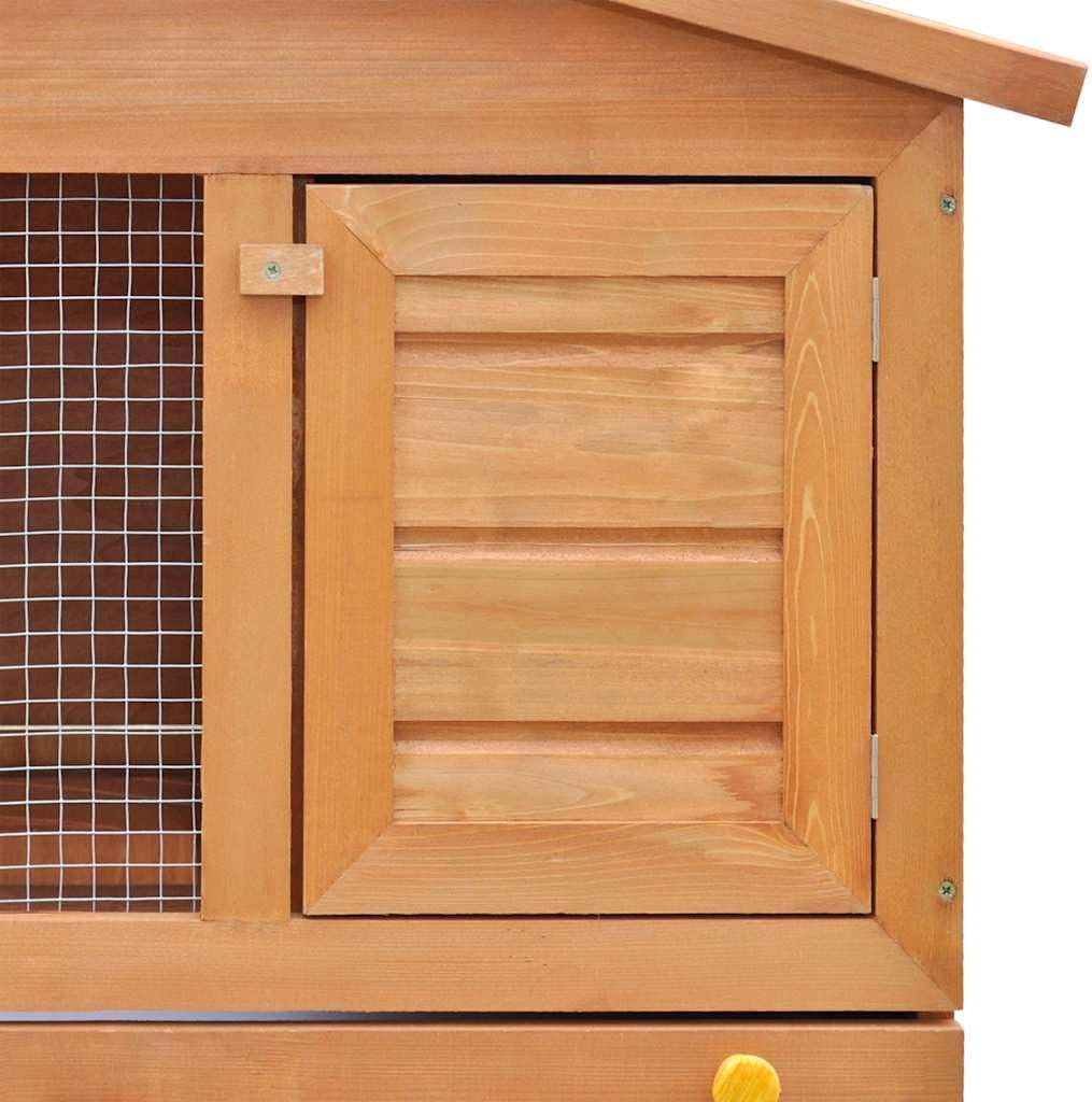 vidaXL Outdoor Rabbit Hutch, 2-Layer Pet Cage with 3 Doors, Wood-Constructed Animal House