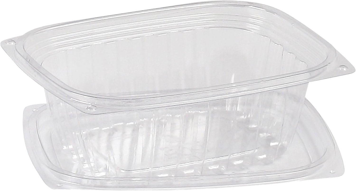 Eco-Products EPRC32 Renewable & Compostable Rectangular Deli Containers - 32oz., 50 Per Pack (Case of 4 Packs), clear