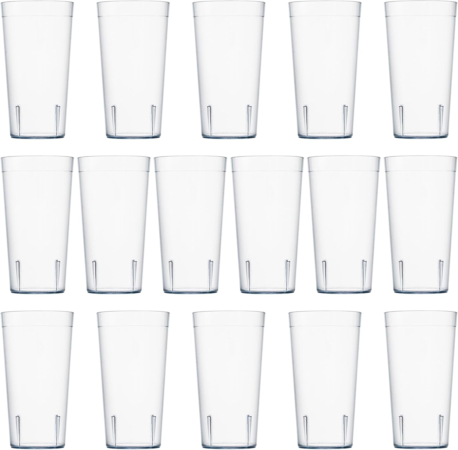 US Acrylic Cafe Plastic Reusable Tumblers (Set of 16) 20-ounce Water Cups Coastal Colors | Restaurant Style Drinking Glasses Value Set, Stackable, BPA-free, Made in the USA | Top-rack Dishwasher Safe