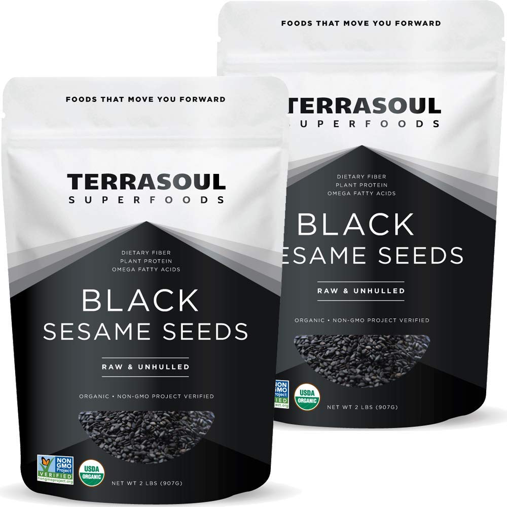 Terrasoul Superfoods Organic Black Sesame Seeds, 2 Lbs - Raw | Unhulled | Lab-Tested