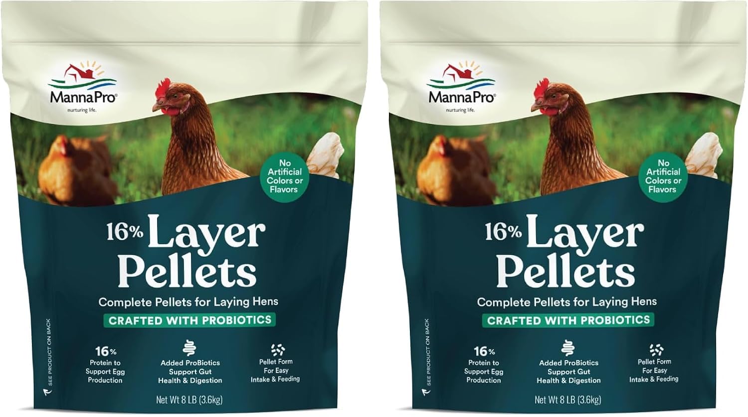 Manna Pro Layer Crumbles Chicken Feed, 16% Protein, Digestive Aid, 8 lb Bag | Complete Feed for Laying Hens, 16% Protein Formula, Added Probiotics, Supports Egg Production & Digestion