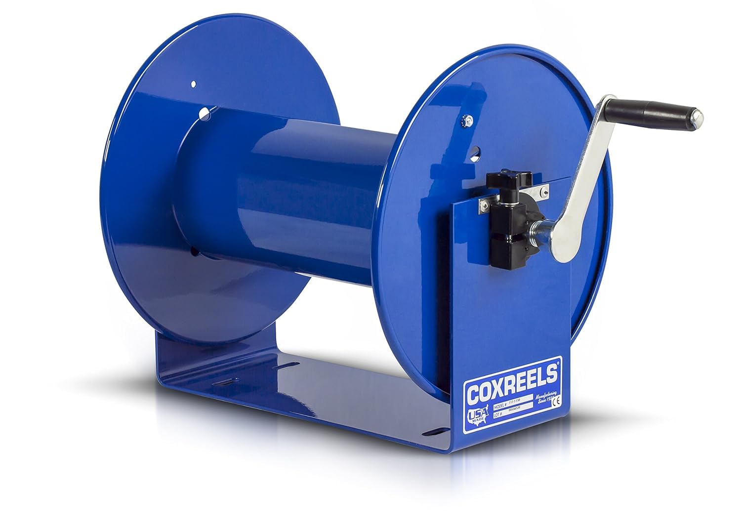 Coxreels 112-3-100 Hand Crank Hose Reel - Heavy-Duty Steel Frame for Stability - Adjustable Tension Brake for Controlled Operation- Fits 3/8 x 100 ft Hose - 12 x 18.25 x 13 inches