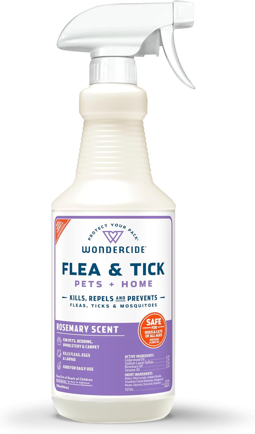 Wondercide Flea Tick & Mosquito Spray for Pets & Home - Cedarwood 16 fl oz | With Natural Essential Oils - Killer, Control, Prevention, Treatment of Fleas & Ticks for Dogs and Cats - Pet & Family Safe