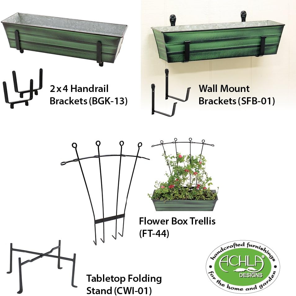 Achla Designs Galvanized Window Flower Box Planter-Green-Medium (24" L x 9.5" W x 7.5" H)