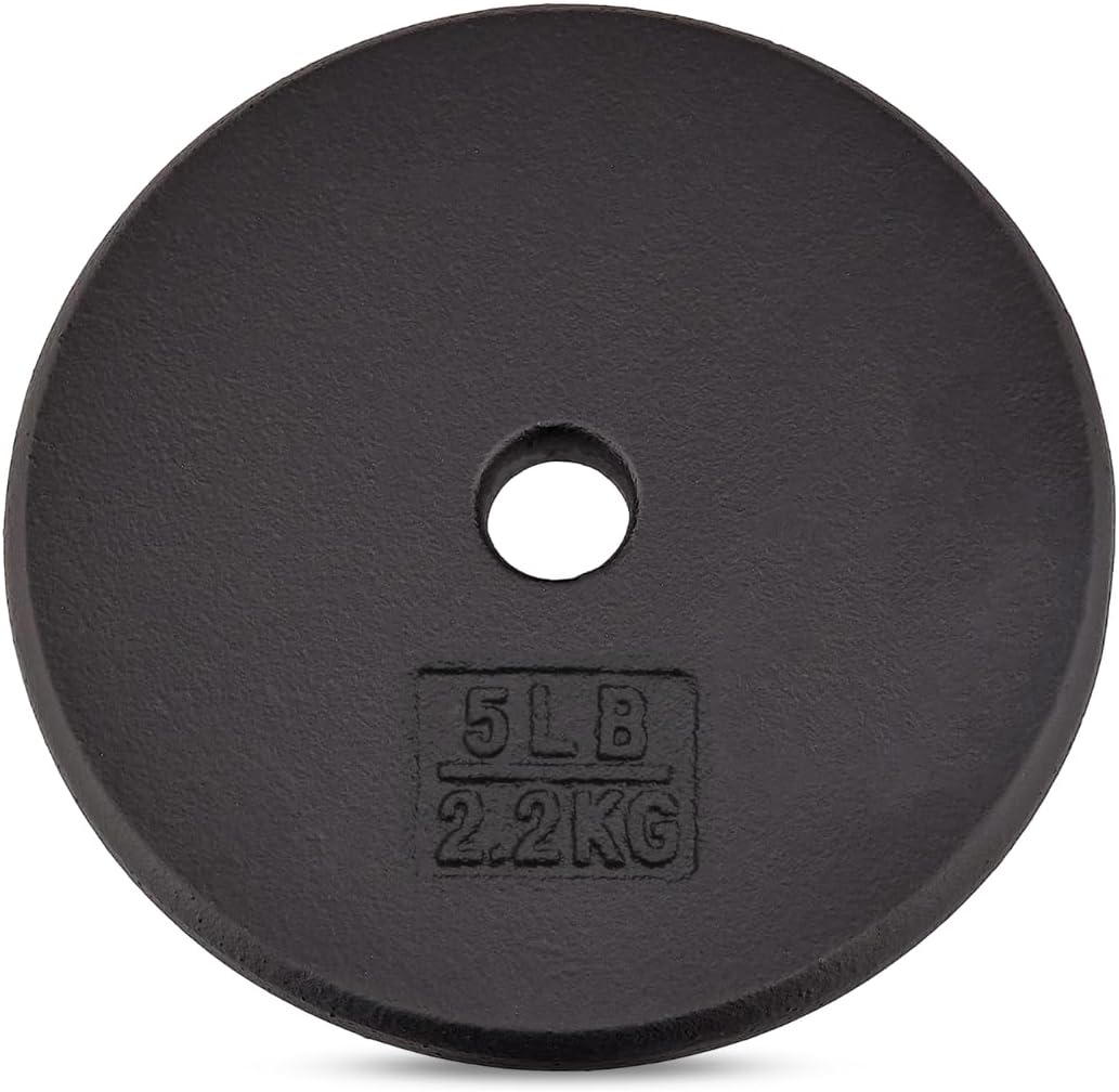 Yes4All Standard Weight Plates, 1-Inch Cast Iron Barbell Weights, Wide Range 5–50 LB, Ideal for Strength Training & Workout Routine, Available in Single, Pair & Set of 4