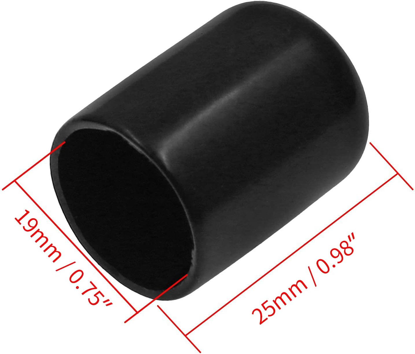 Bonsicoky 12Pcs Round Rubber End Caps 5/8" (16mm) ID, Black