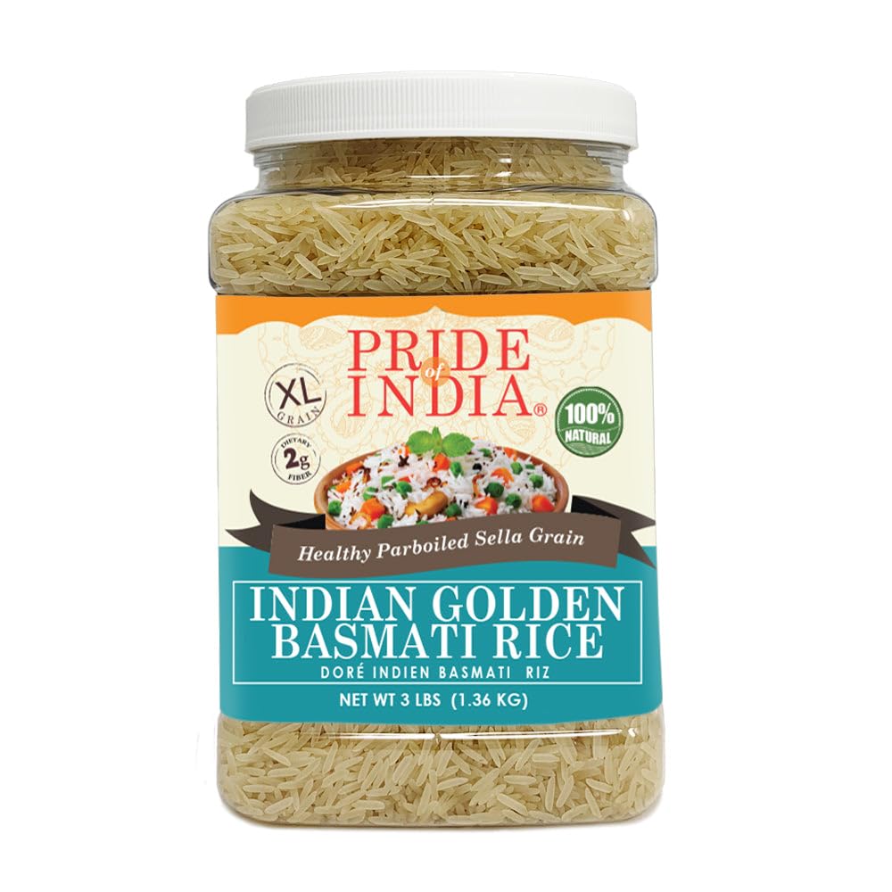Pride Of India - Extra Long Indian Basmati Rice - Naturally Aged Aromatic Grain, 1.5 Pound Jar