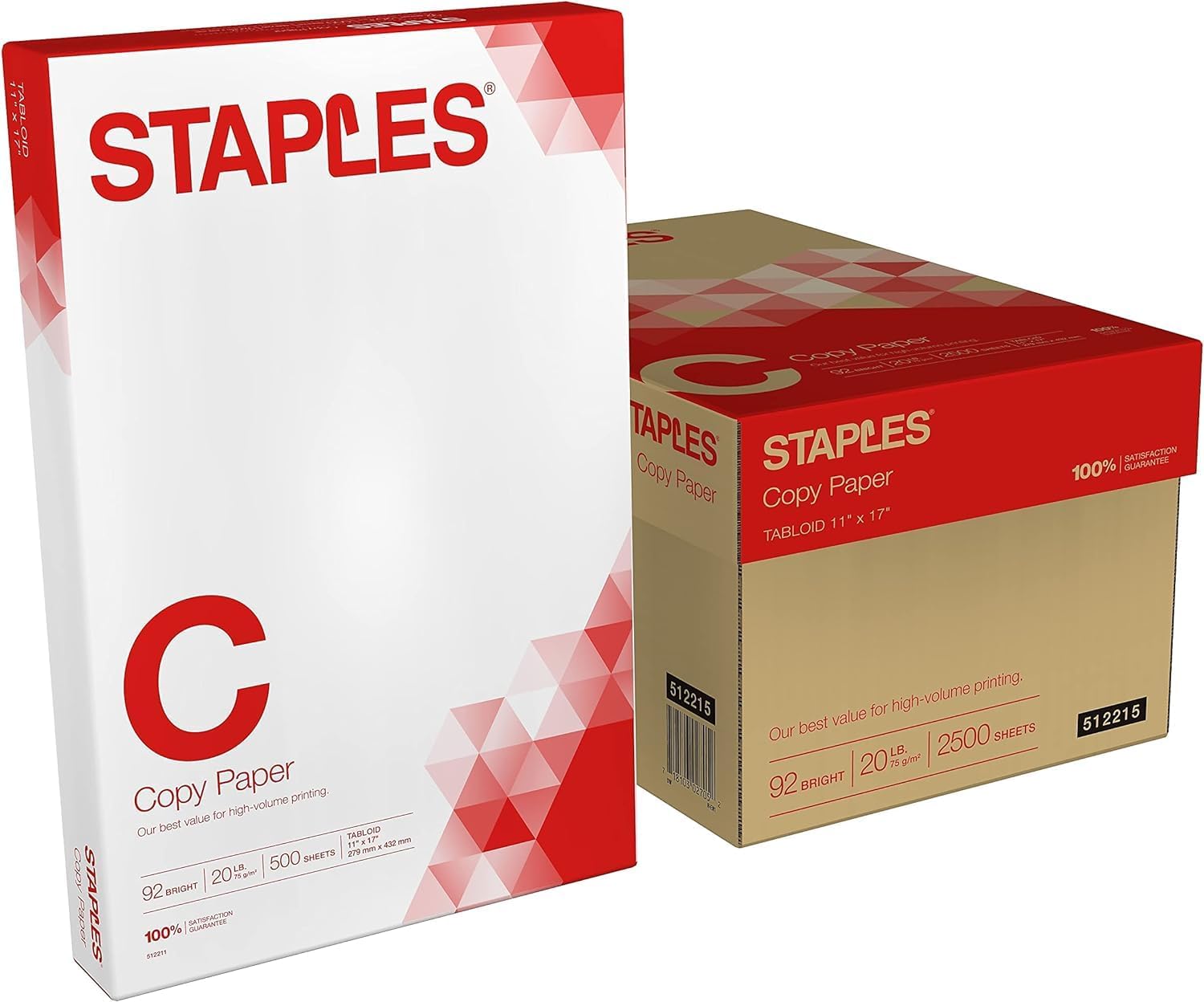 Staples TRU RED Copy & Printer Paper, 8.5 x 11, 20 lb, 92 Bright, 5,000 Sheets/Carton, White Letter Size Paper for Office, School & Home