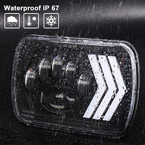 OVOTOR 5x7 7x6 LED Headlights 55W H6054, Triple Arrow DRL Turn Signal