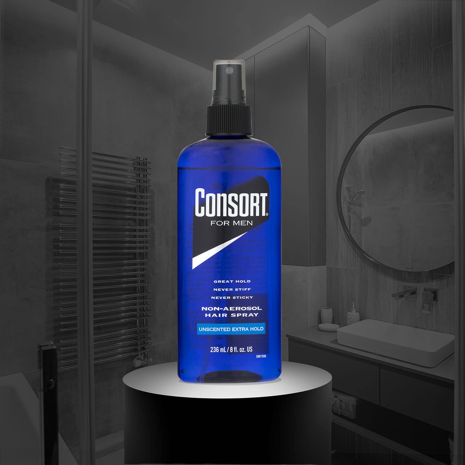 Consort Extra Hold Non-Aerosol Hair Spray for Men, Unscented, 8 Oz | Extra-hold pump hair spray, fast drying and not sticky or stiff, unscented