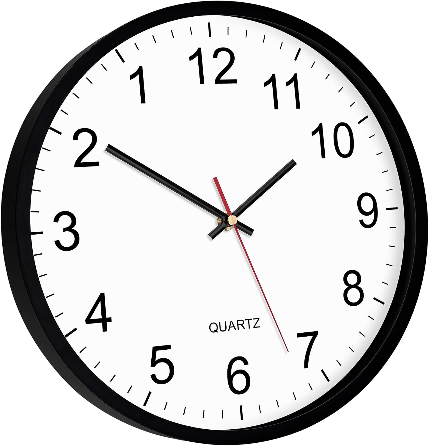 Foxtop 12 Inch Wall Clock Silent Battery Operated Analog Clock, Black