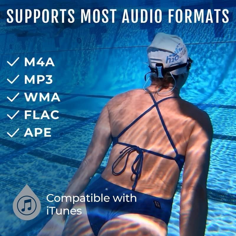 H2O Audio Stream 3 PRO and Surge S+ Earbuds - Underwater Streaming Music Waterproof MP3 Player for Swimming with Bluetooth and Short Cord Underwater