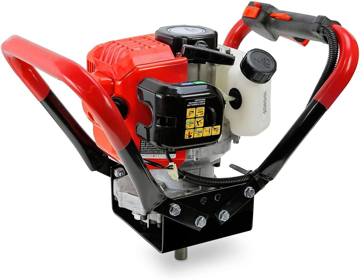 XtremepowerUS 55cc 2-Stroke Gas Powered V-Type with Handle Earth Auger Post Hole Digger Fence Borer + 3 Drill Bits (4", 10", 12" Bits) Set