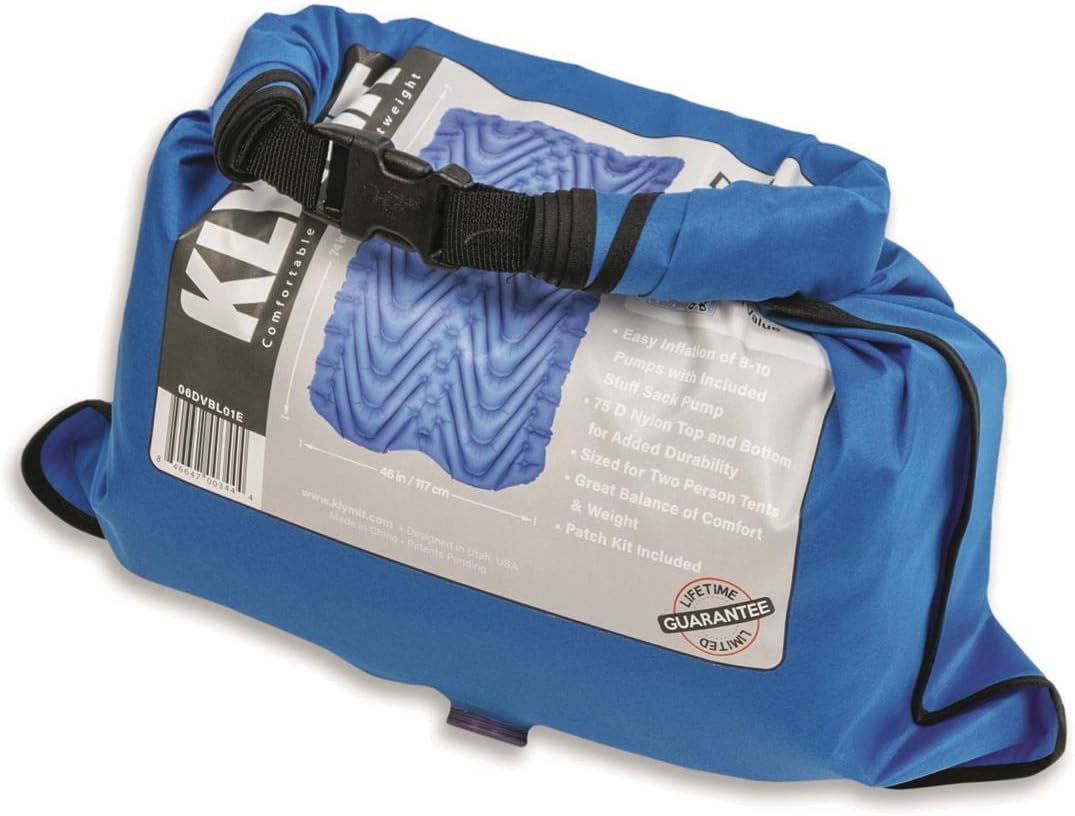 KLYMIT Double V Inflatable Sleeping Pad | Thick, Lightweight, Easy to Inflate, Foldable Air Bed Mattress for Camping & Backpacking
