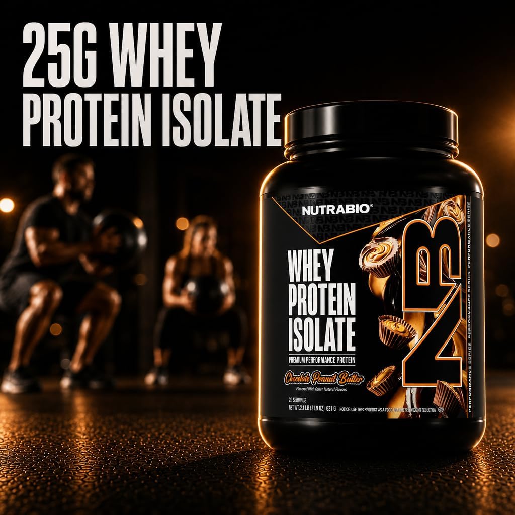 NutraBio 100% Whey Protein Isolate Protein Powder, 25g Protein with Complete Amino Acid Profile, Non-GMO, Soy & Gluten Free, Low Carb, Low Calorie Whey Protein Powder, Raw Unflavored, 20 Servings