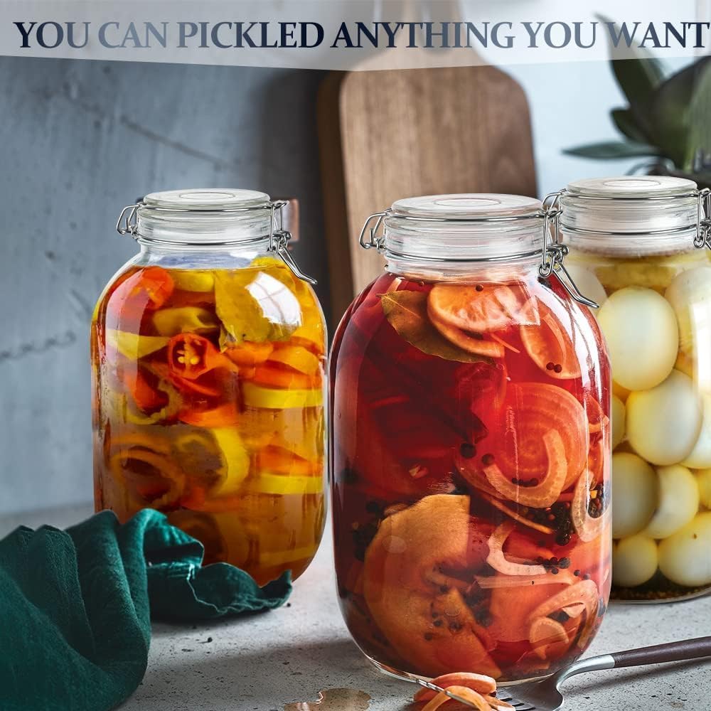 1 Gallon Glass Jar with Airtight Lid, Large Mason Jar, Pickle Jars, 128 OZ