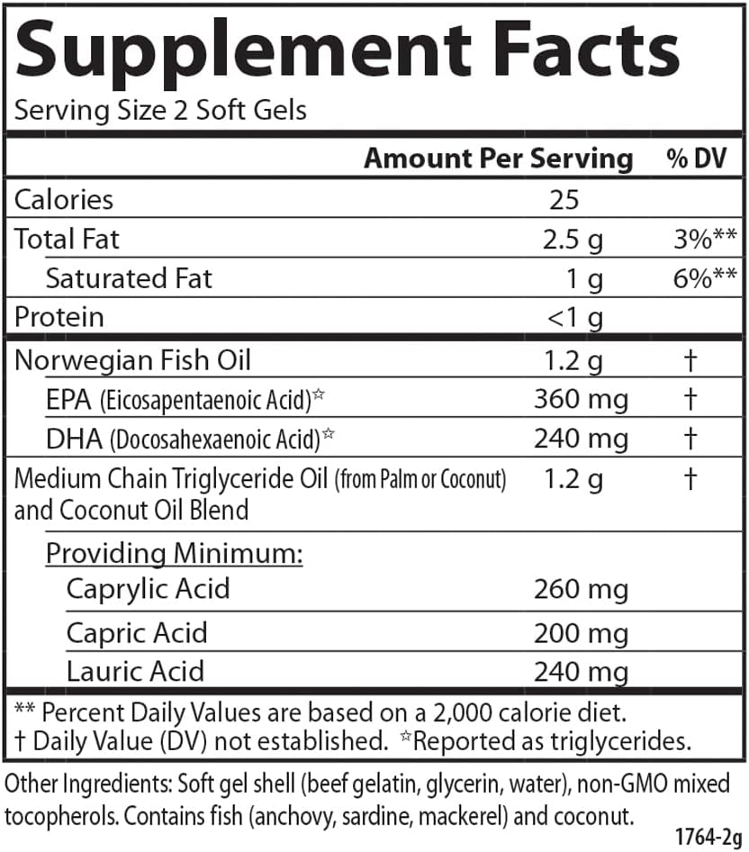 Carlson MCT & Omega-3, Keto-Friendly, Coconut Oil, 120 + 30 Softgels | Medium Chain Triglycerides, Caprylic & Capric Acids, EPA and DHA