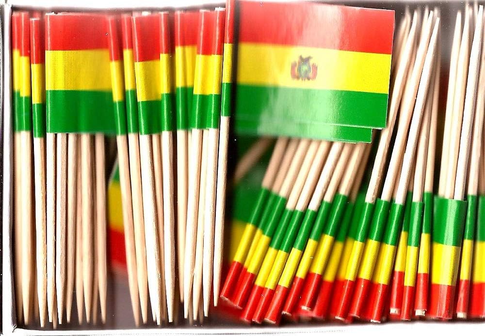 One Box of 100 Nicaragua Toothpick Flags, 100 Small Mini International Flag Cupcake Toothpicks or Cocktail Picks